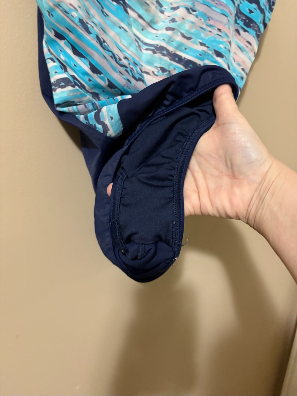 One-Piece Lands End Swimsuit in Aqua Wave Print - Picture 2 of 5